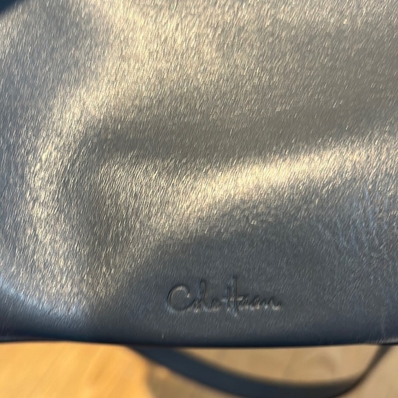 Cole Haan slate blue/grey Womens Shoulder Purse Crossbody Strap Gold Details - Picture 14 of 15